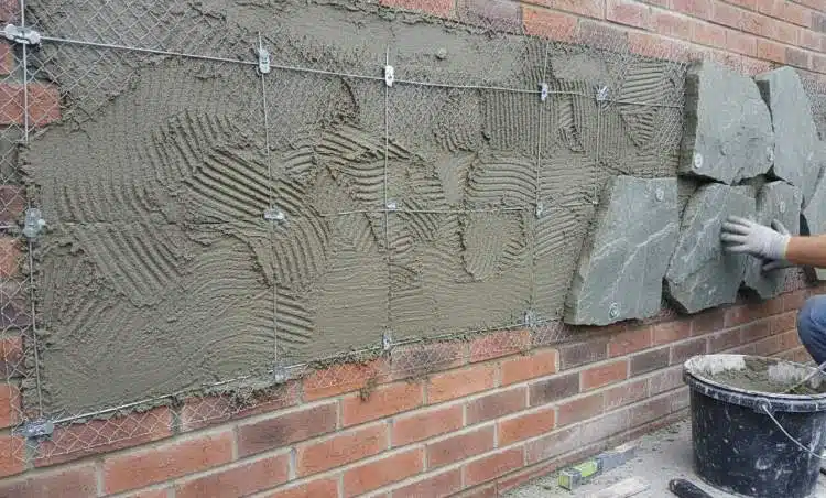 retrofitting over brick how to install natural stacked stone on existing brick fireplaces (2)