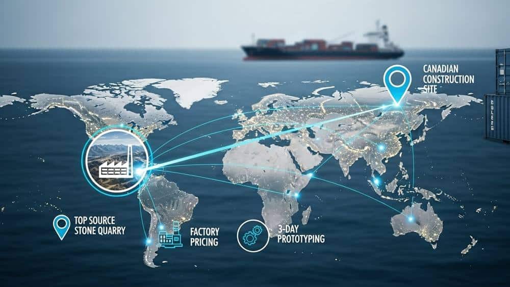 Top-Source-Steinbruch direkt an einer kanadischen Baustelle