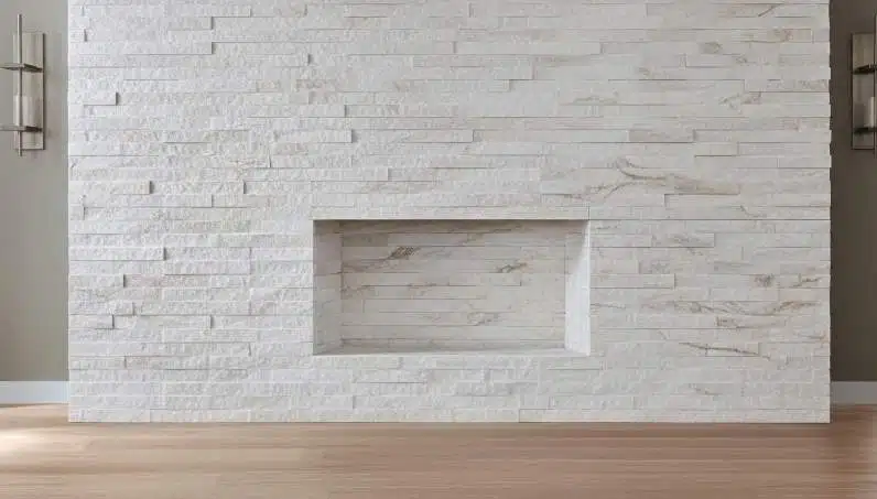 white stacked stone quartzite vs marble, yellowing prevention & design guide (1)