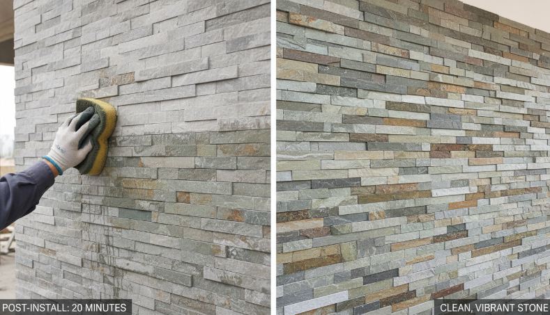 how to clean split face stacked stone (2)