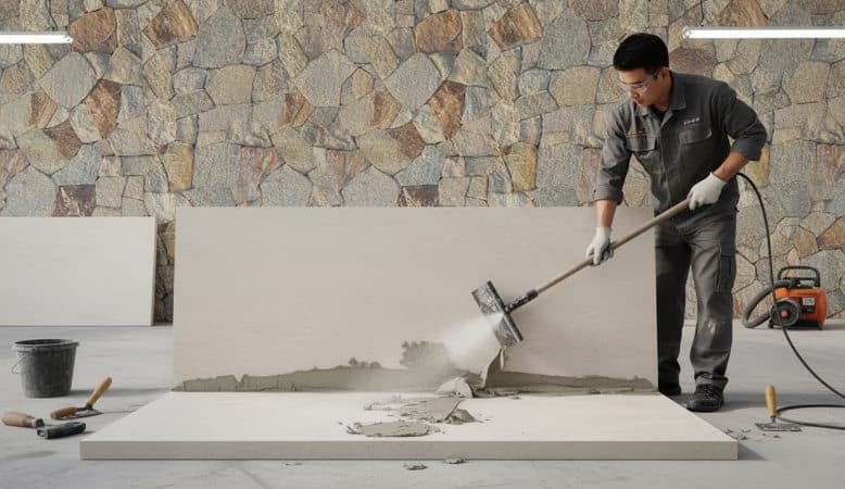 how to repair and reattach loose stacked stone ledger panels (2)