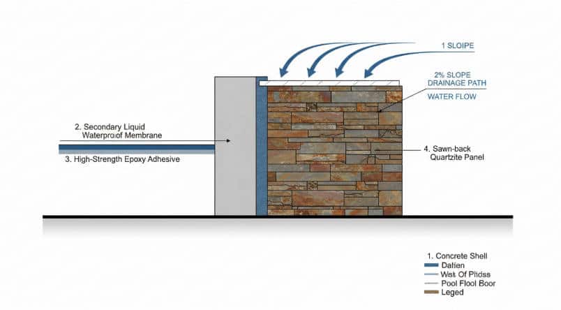 submerged beauty installing stacked stone in pool & water features (1)